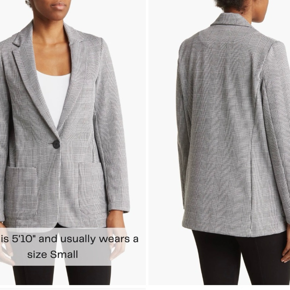 NWT Max Studio Black and White double knit one button Blazer jacket